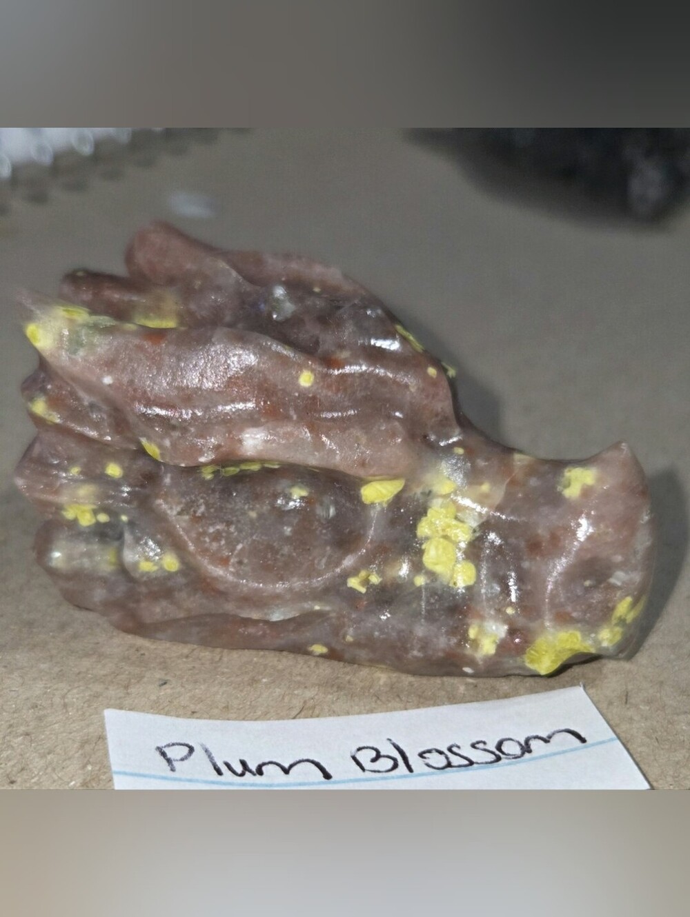 Detailed Plum Blossom Jasper/Peach Blossom Jasper Crystal Carved Dragon Head